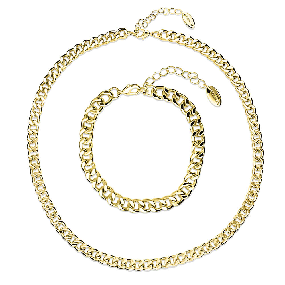 Statement Bracelet and Necklace Set in Gold-Tone, 2 Piece