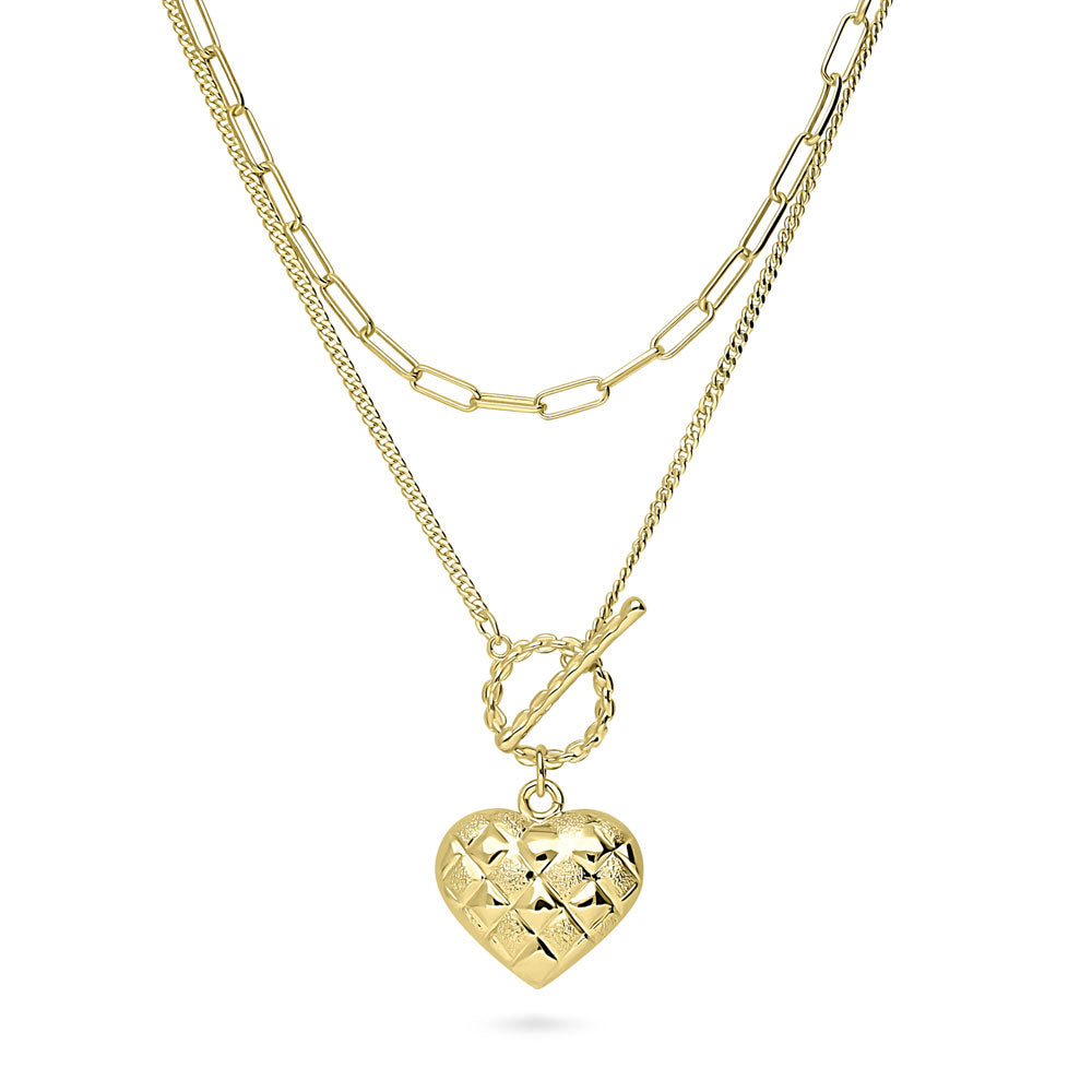 Paperclip Heart Chain Necklace in Yellow Gold-Flashed, 2 Piece, 1 of 19