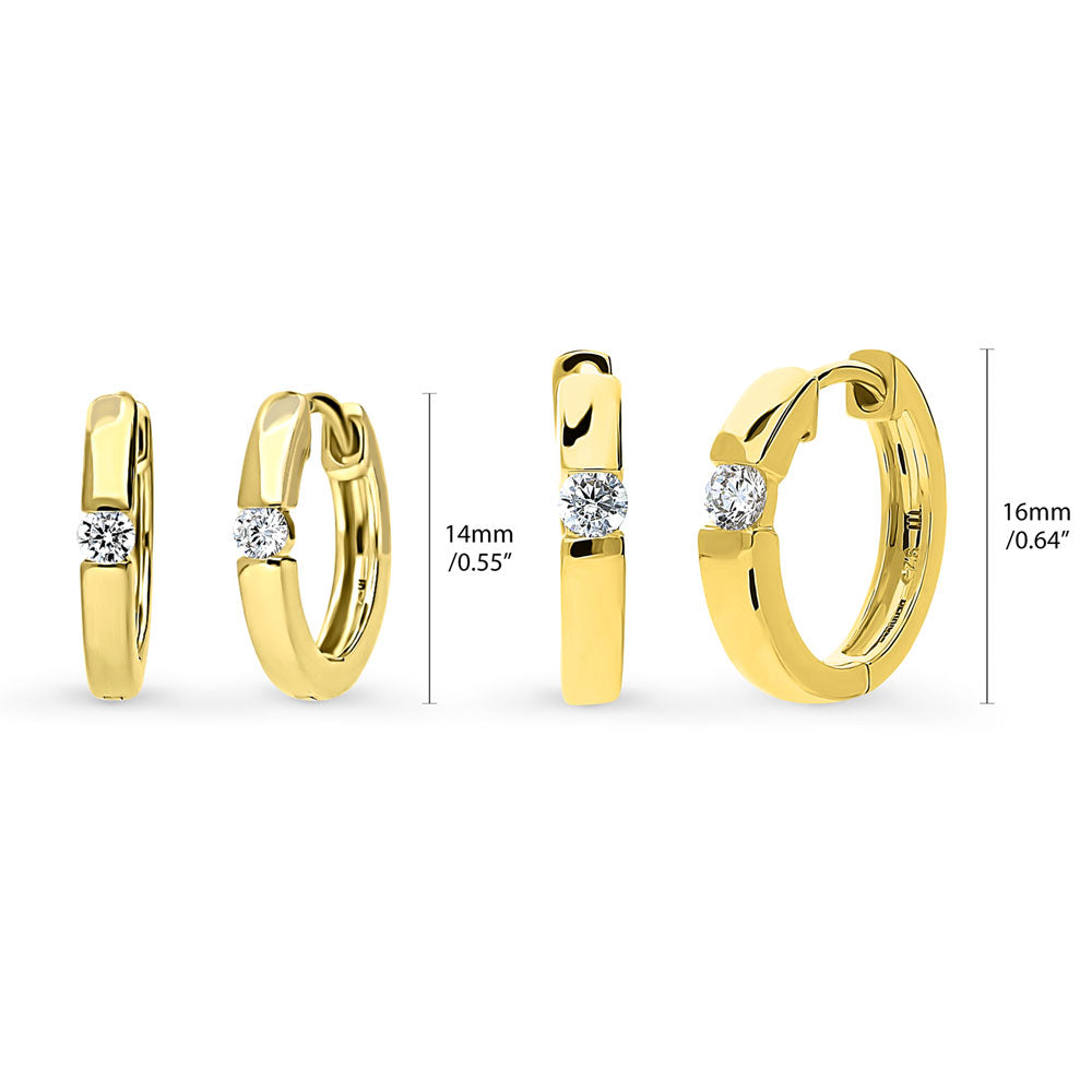 Solitaire Round CZ Hoop Earrings in Sterling Silver 0.22ct, 2 Pairs