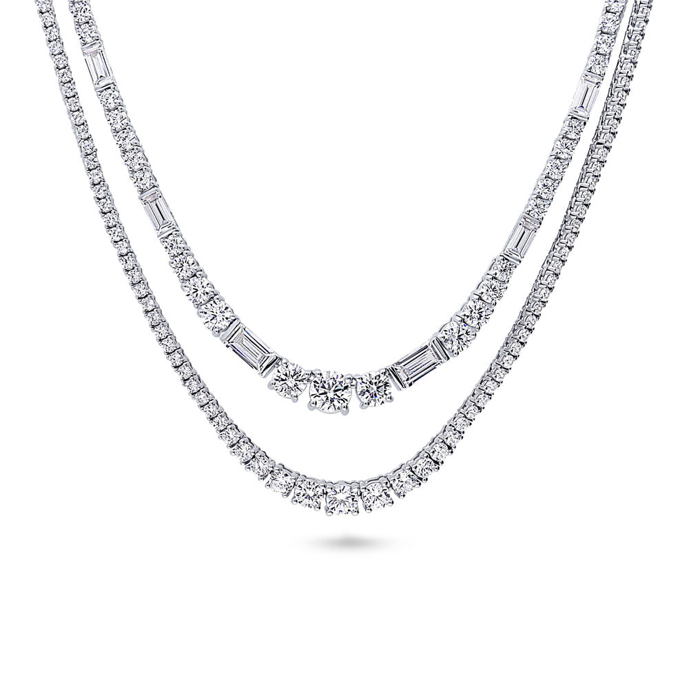 Diamond Necklace Tennis Chain Cubic Zirconia Sterling Silver Art