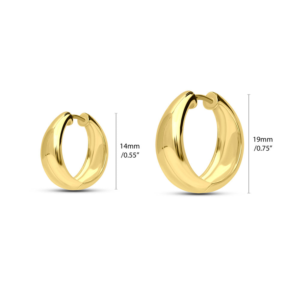 Front view of Dome Hoop Earrings in Gold Flashed Sterling Silver, 2 Pairs, 3 of 18
