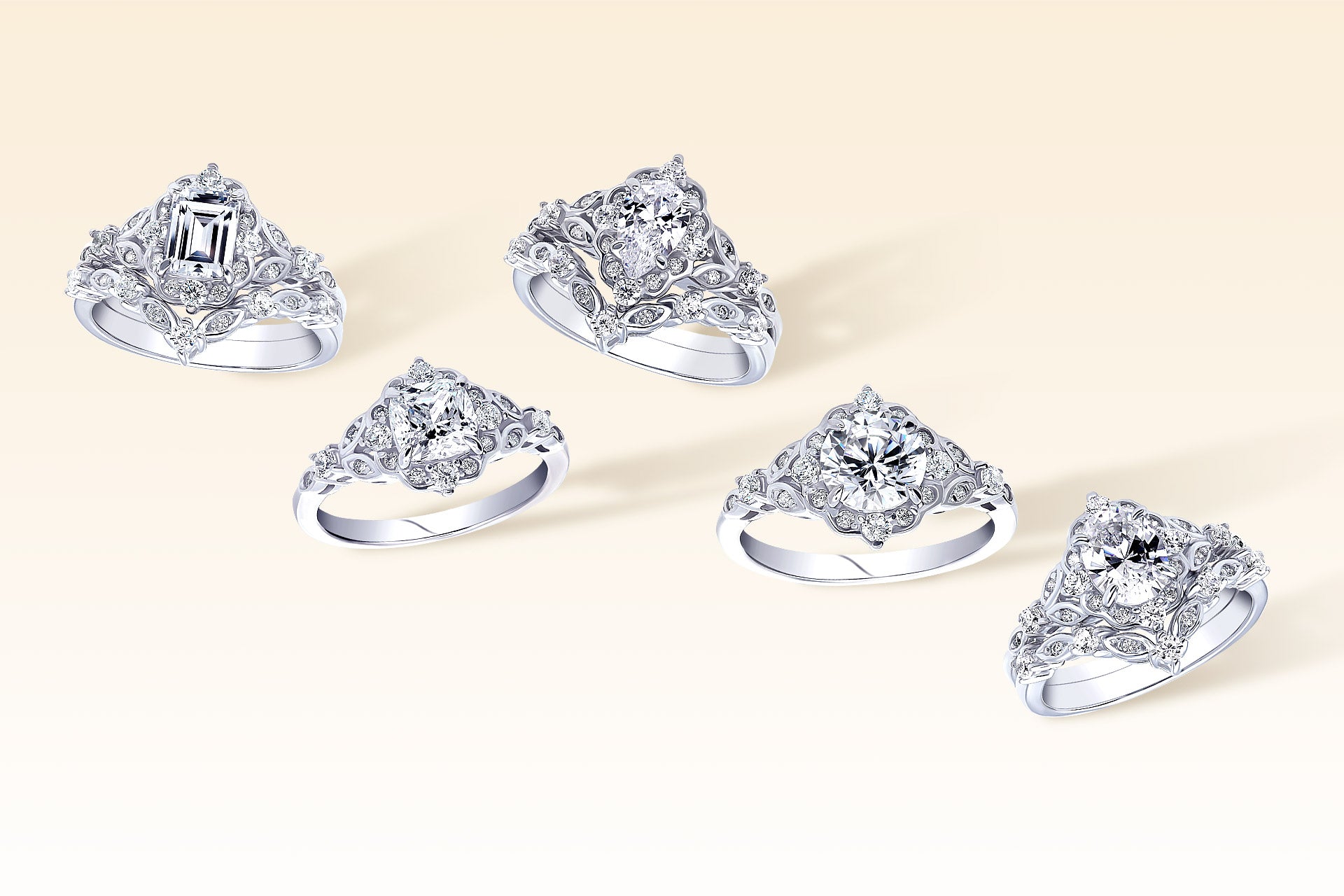 Sterling Silver Cubic Zirconia Bridal Ring Set