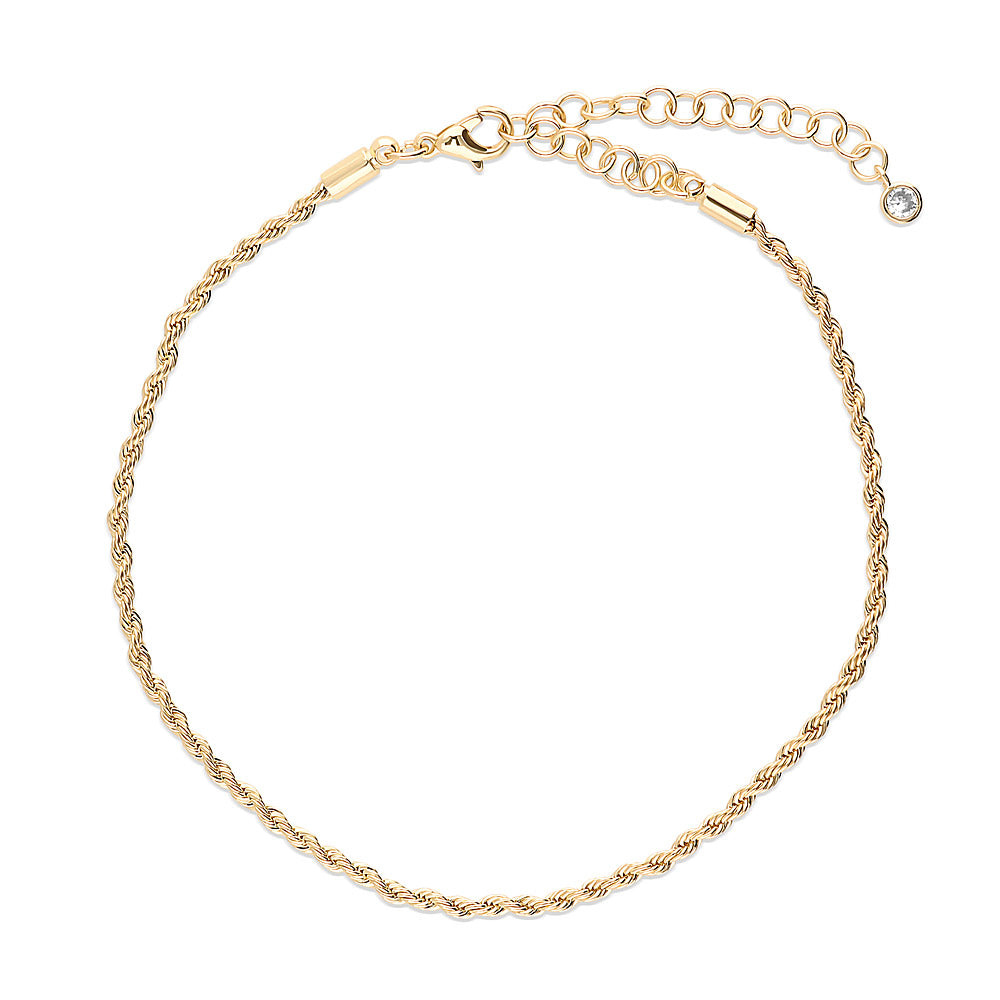 Woven CZ Rope Chain Anklet