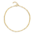 Paperclip Link Chain Anklet in Sterling Silver, Yellow Gold Flashed
