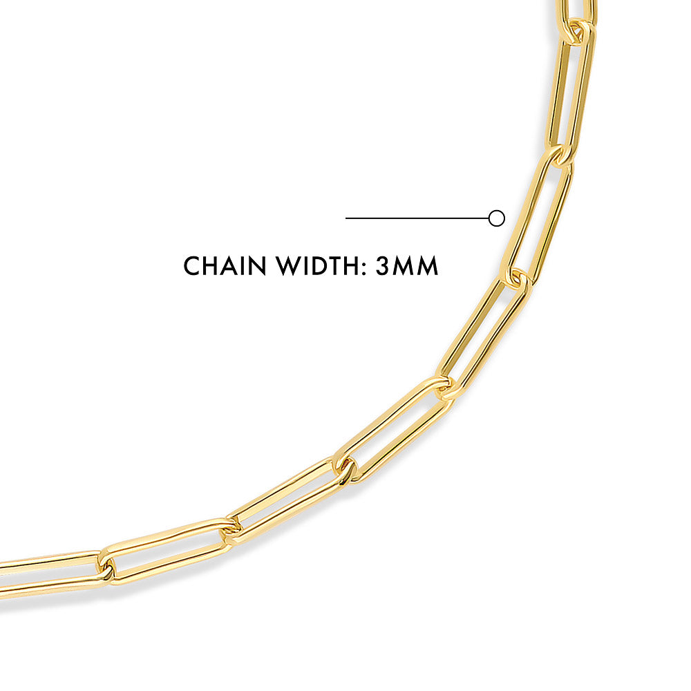 Front view of Paperclip Link Chain Anklet in Sterling Silver, Yellow Gold Flashed