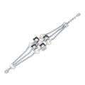 Imitation Pearl Chain Bracelet, Silver-Tone