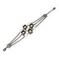 Imitation Pearl Chain Bracelet, Black-Tone
