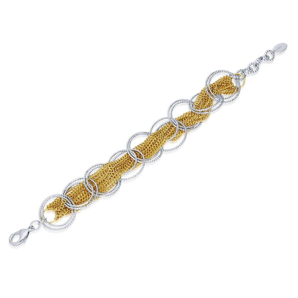 Open Circle Chain Bracelet 20mm, Gold And Silver-Tone