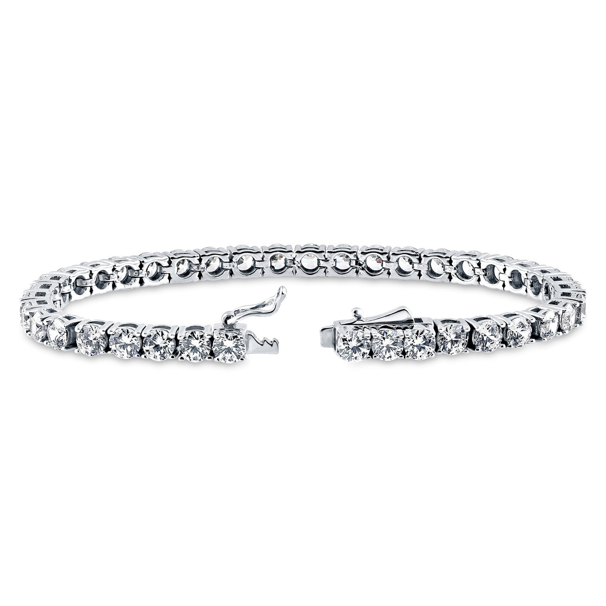 Round CZ Tennis Bracelet, Rhodium Plated / 6.5 inch