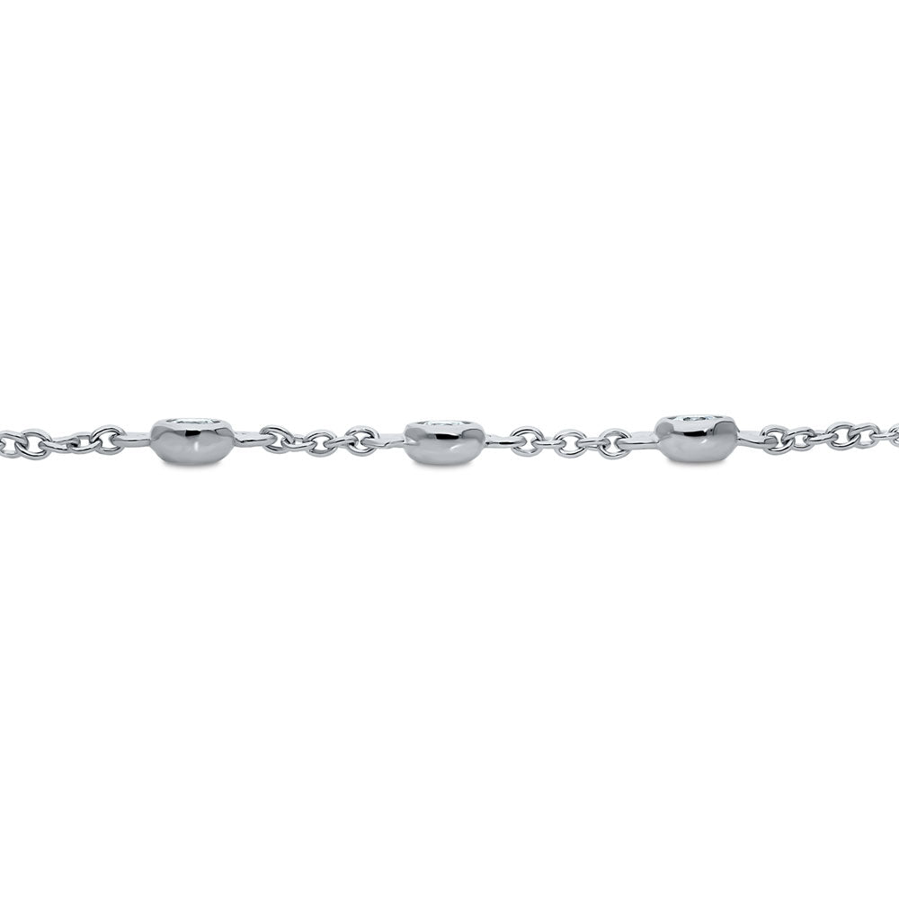 Front view of Station CZ Station Bracelet in Sterling Silver, Rhodium Plated, Clear