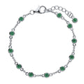Station CZ Station Bracelet in Sterling Silver, Rhodium Plated, Green