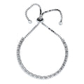 Angle view of Bar CZ Tennis Bracelet in Sterling Silver, Clear Color