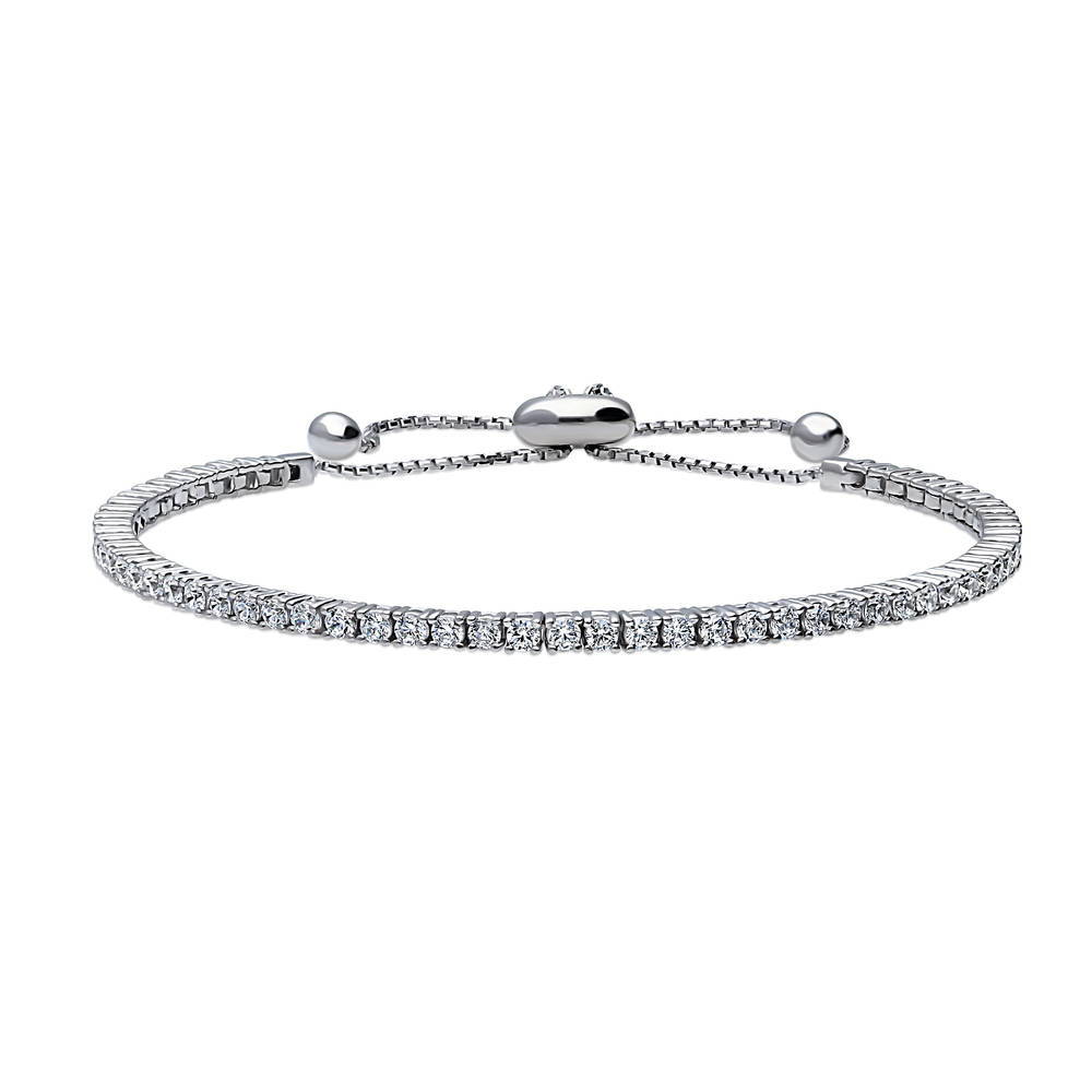 Bar CZ Tennis Bracelet in Sterling Silver
