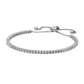 Front view of Bar CZ Tennis Bracelet in Sterling Silver, Rhodium Plated