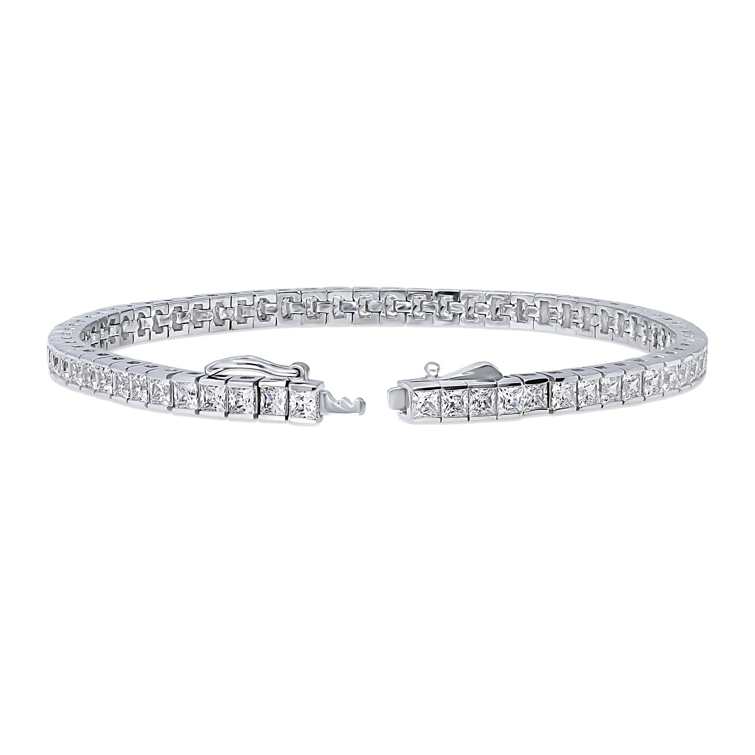 Princess CZ Tennis Bracelet, Rhodium Plated / 6.5 inch
