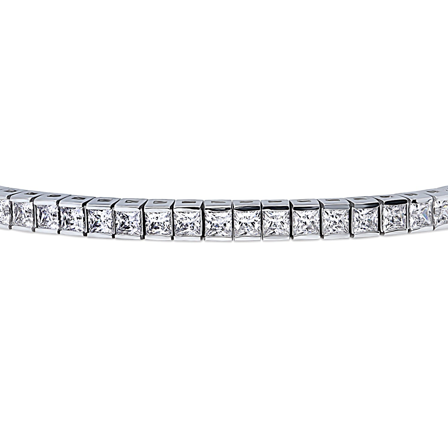 Princess CZ Tennis Bracelet, Rhodium Plated / 6.5 inch