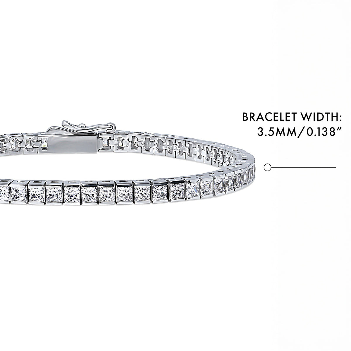 Princess CZ Tennis Bracelet, Rhodium Plated / 6.5 inch