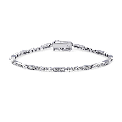 Art Deco Milgrain CZ Chain Bracelet in Sterling Silver