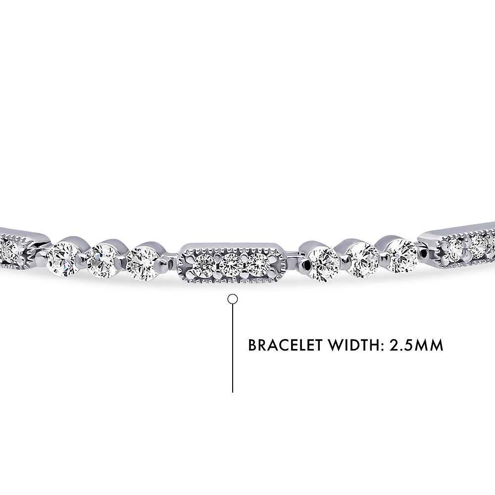 Alternate view of Art Deco Milgrain CZ Chain Bracelet in Sterling Silver, 5 of 10