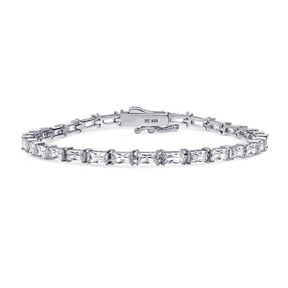 Baguette CZ Tennis Bracelet in Sterling Silver