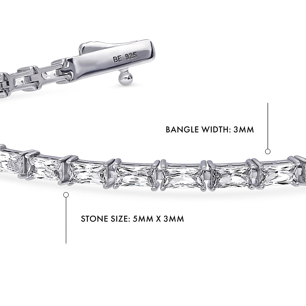 Alternate view of Baguette CZ Tennis Bracelet in Sterling Silver, 5 of 14