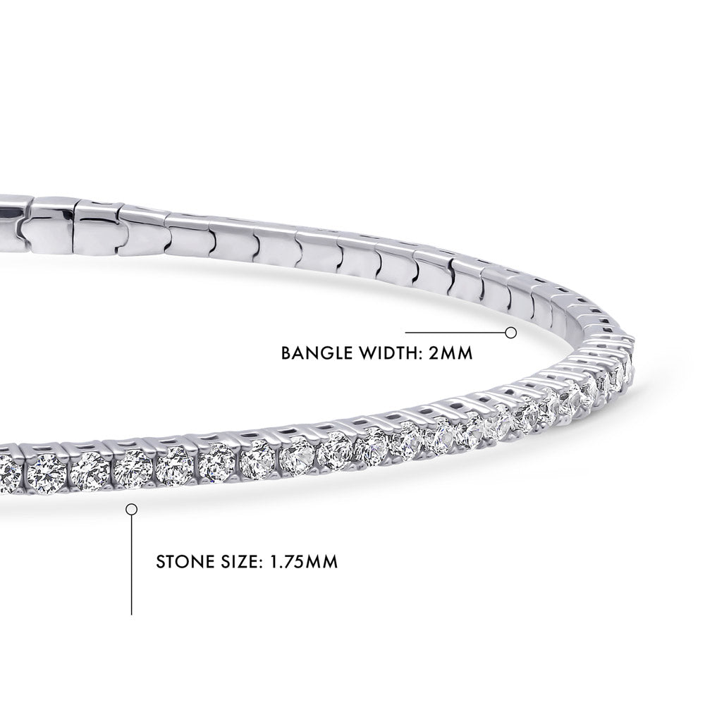 Side view of Flexible CZ Bangle in Sterling Silver, 6 of 15