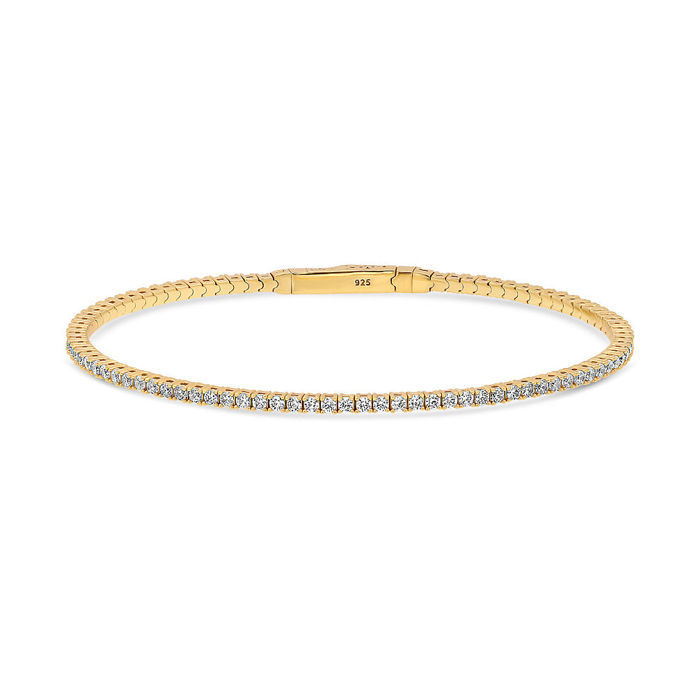 Flexible CZ Bangle in Gold Flashed Sterling Silver, 1 of 6