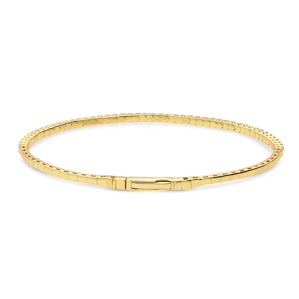 Gold Flashed Sterling Silver Flexible Cubic Zirconia Bangle