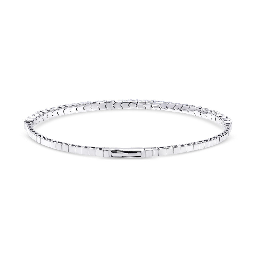 Flexible Sapphire-Blue CZ Bangle in Sterling Silver