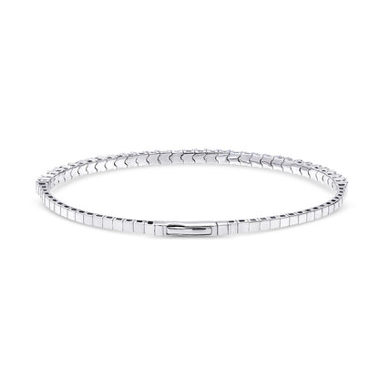 Flexible Sapphire-Blue CZ Bangle in Sterling Silver