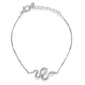 Snake CZ Rolo Chain Bracelet in Sterling Silver, Rhodium Plated