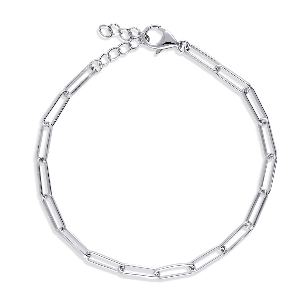 Paperclip Link Chain Bracelet in Sterling Silver 3mm