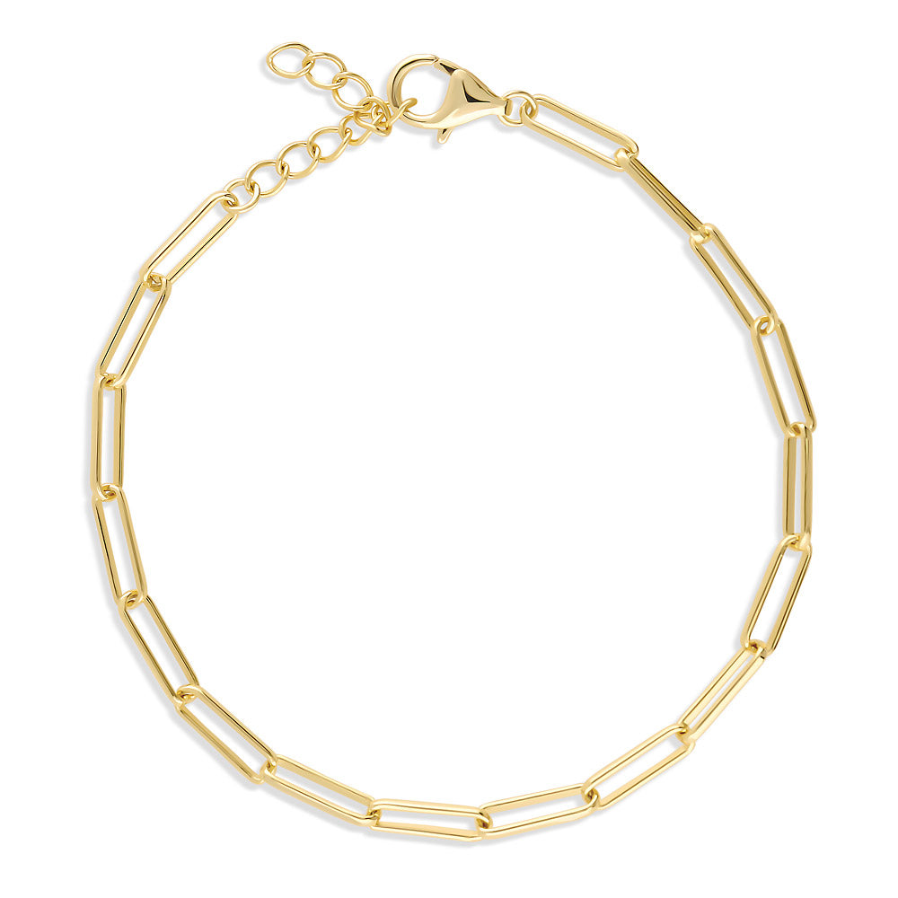 Paperclip Link Chain Bracelet in Sterling Silver 3mm
