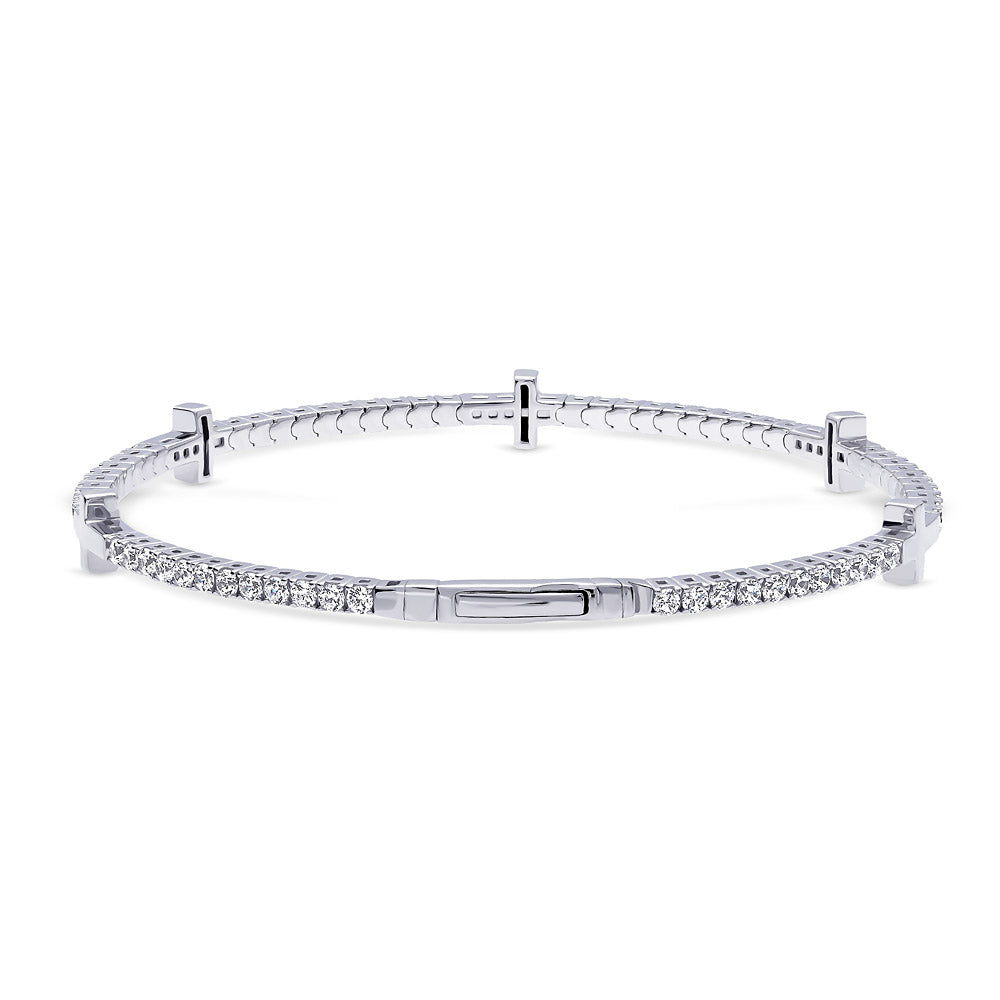 Sterling Silver Flexible Cross Cubic Zirconia CZ Bangle – BERRICLE