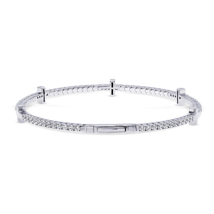 Flexible Cross CZ Bangle in Sterling Silver