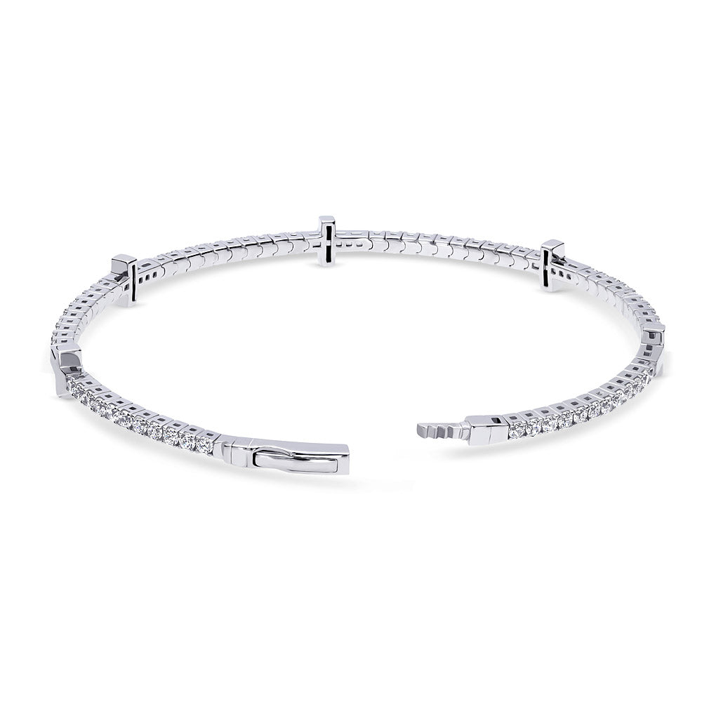 Sterling Silver Flexible Cross Cubic Zirconia CZ Bangle – BERRICLE