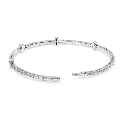 Flexible Cross CZ Bangle in Sterling Silver