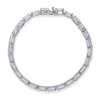 Emerald Cut CZ Tennis Bracelet in Sterling Silver