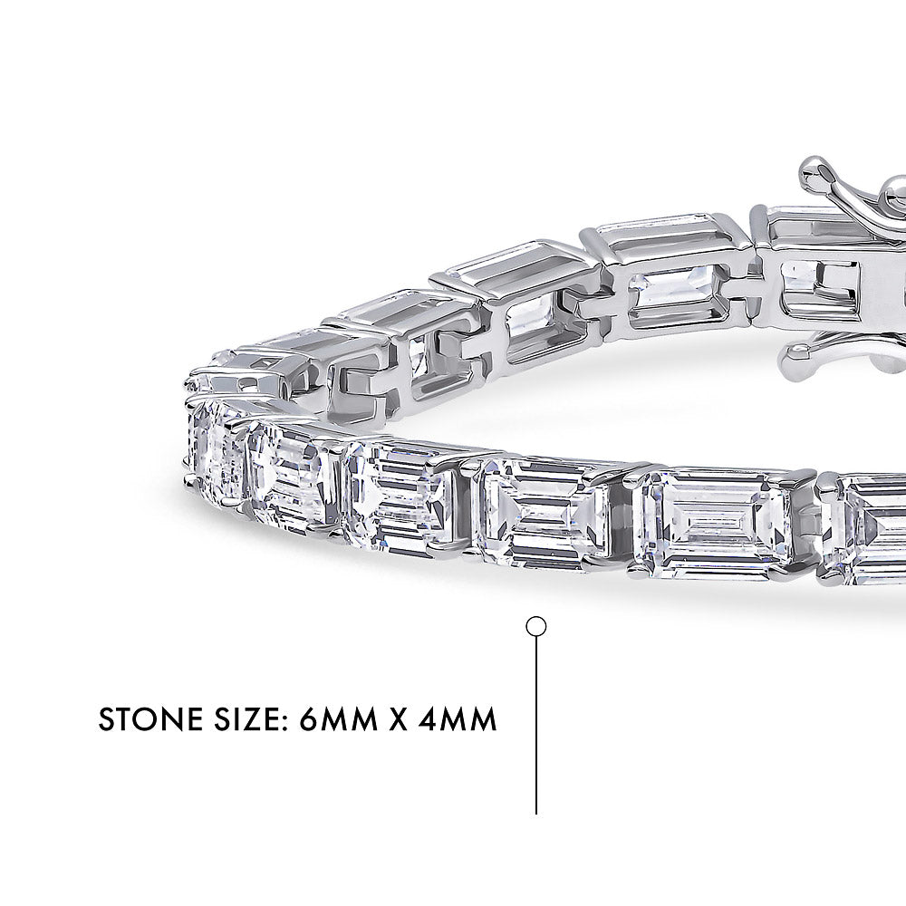 Alternate view of Emerald Cut CZ Tennis Bracelet in Sterling Silver, 5 of 8