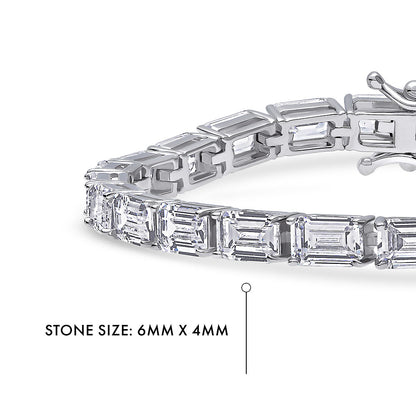 Emerald Cut CZ Tennis Bracelet in Sterling Silver