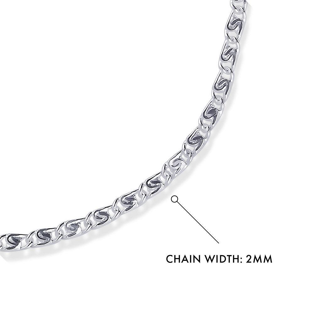 Front view of Chain Bracelet in Sterling Silver, No Plating