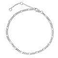 Figaro Chain Bracelet in Sterling Silver, No Plating
