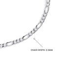 Front view of Figaro Chain Bracelet in Sterling Silver, No Plating