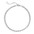 Twisted Rope Chain Bracelet in Sterling Silver 3mm, No Plating