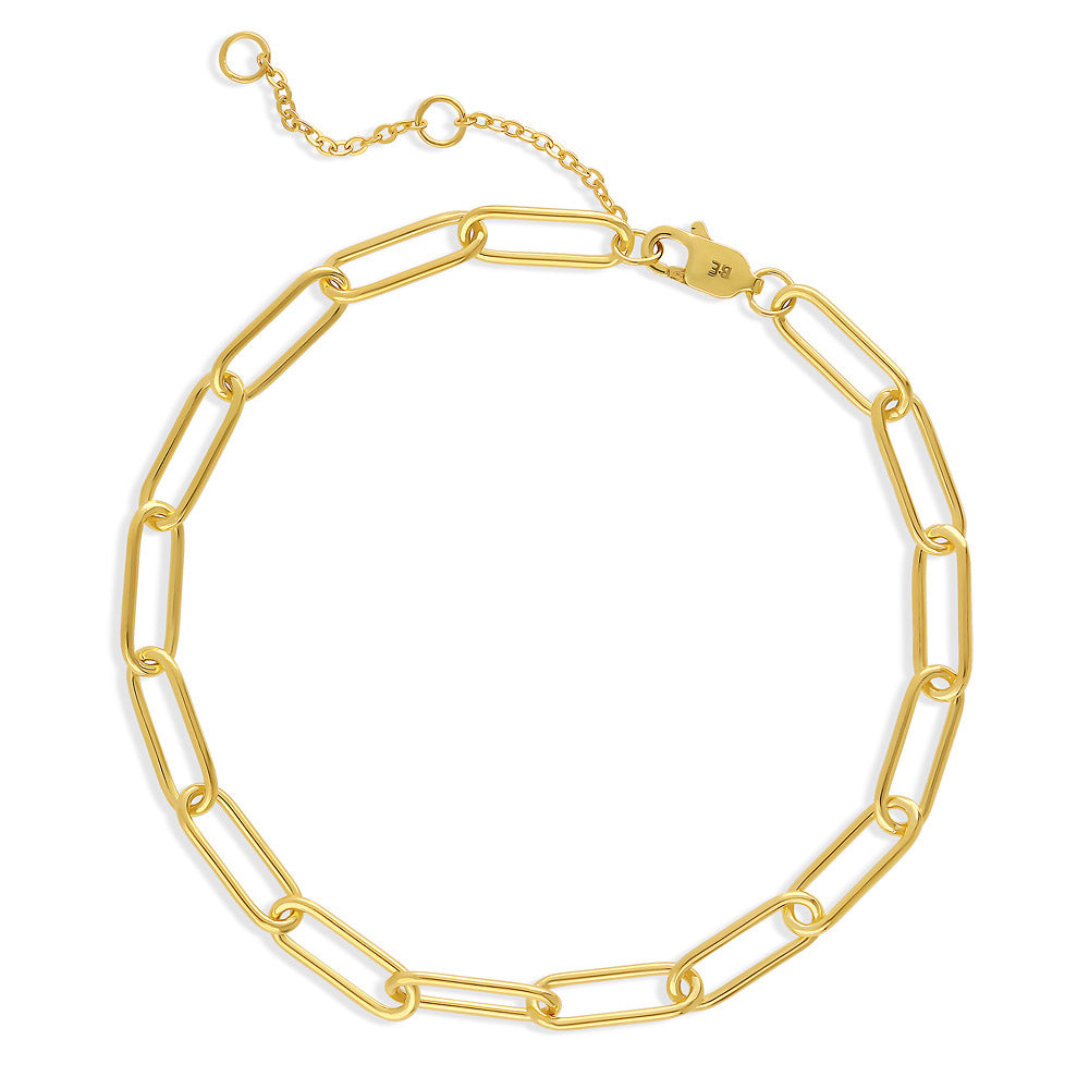 Paperclip Link Chain Bracelet in Sterling Silver 4mm