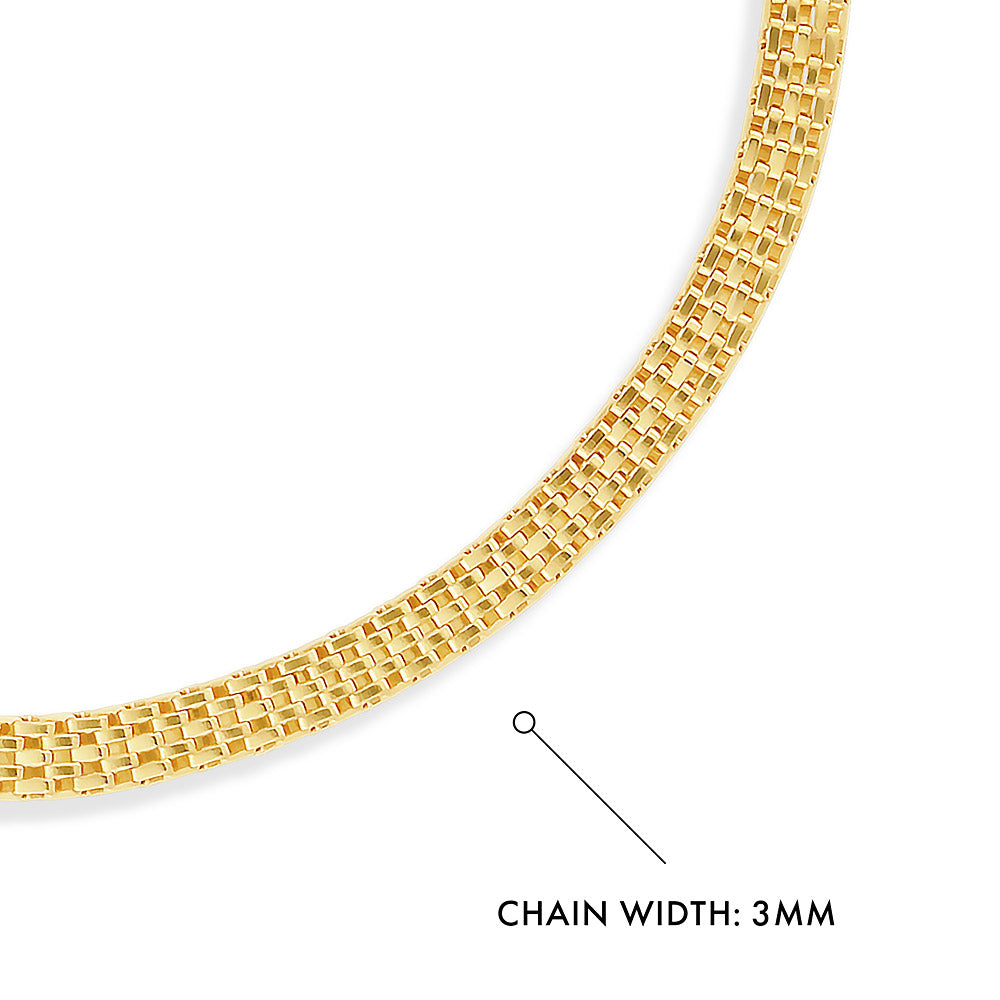 Front view of Chain Bracelet in Sterling Silver 3mm, Yellow Gold Flashed