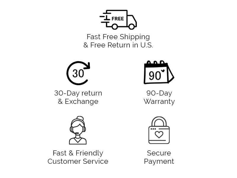 Why Shop with Berricle? Free shipping and free return, 30 day return or exchange, 90 day warranty, fast and friendly cusomter service and secure payment