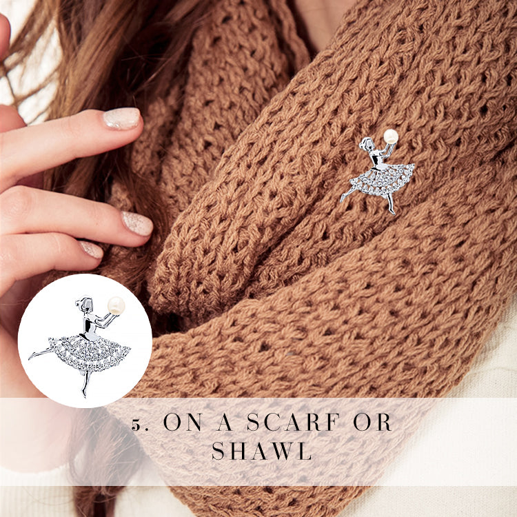 Model Wearing dancing girl brooch