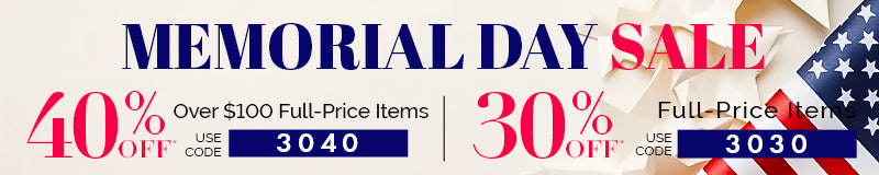 Memorial Day Sale Promo 3030 for 30% off or Promo 3040 for 40% Off on Order Over $100.