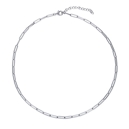 Evil Eye Paperclip CZ Layered Necklace Set in Sterling Silver